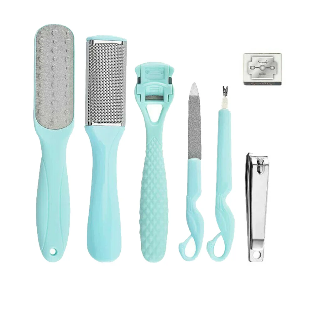 1 ensemble Kit de pédicure dissolvant de peau morte dissolvant de callosités bleu ciel outils de soins des pieds pieds lisses enlever le vernis à ongles