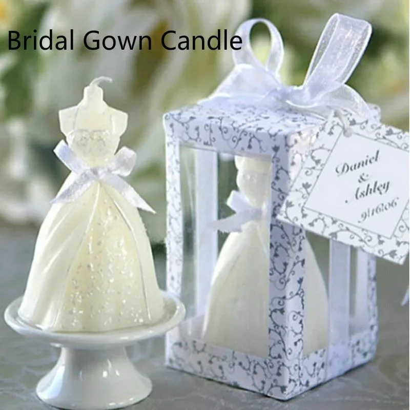 Candle decoration White Romantic Elegant Boxed Bridal Bride Gown Dress Design Candle Wedding Party Home Decor Wedding Decoration