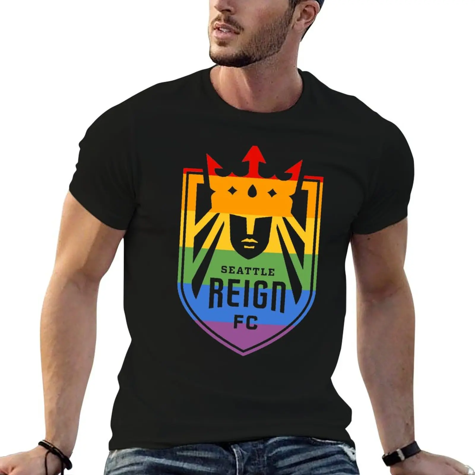 Camiseta Seattle Reign FC Pride para homens, camiseta gráfica masculina, camiseta masculina de alta qualidade, camiseta de marca de luxo