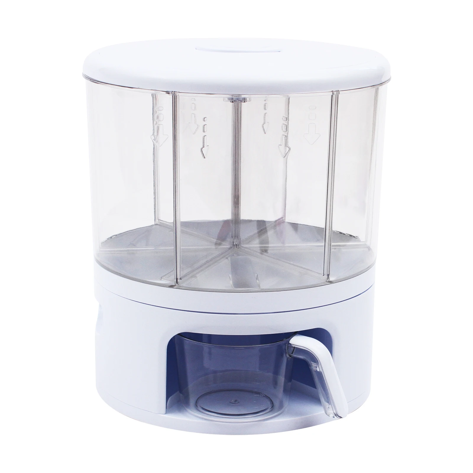 Bymaocar Rotating Dry Storage Dispenser Round Multigrain Tank Cup 6-Compartment Rice and Bean Dispenser Cereal Grain Dispenser