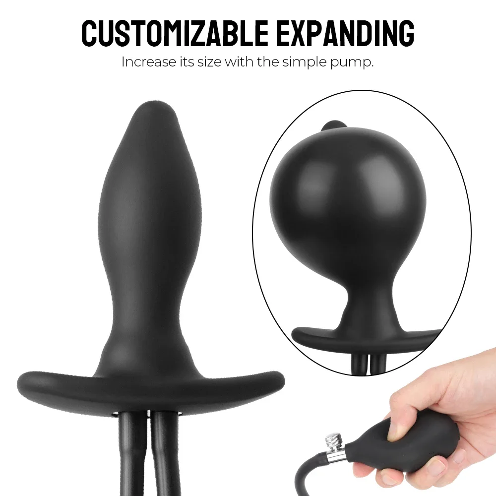 Enema Cleaner Inflatable Anal Plug 2 IN 1 Water Spray Buttplug Vaginal Dilator Prostate Massage Stimulate Sex Toys for Women Men