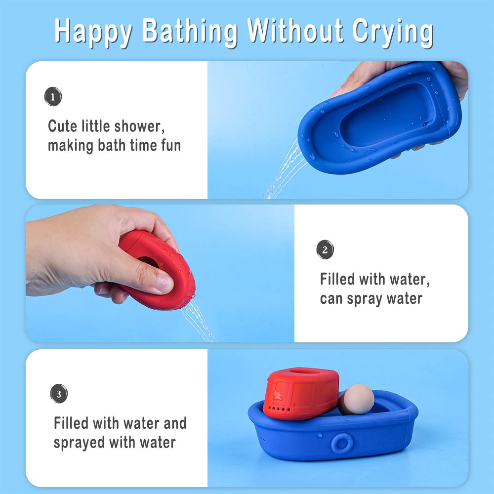 TYRY.HU 1pcs Baby Silicone Bath Toys Cute Rowing Boat Little Man Bath Toys Portable Pool Toys Baby 0 - 24 Months