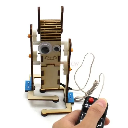 

physical experiment equipment DIY wire-controlled big-eyed robot wooden student maker hand-made remote control model toy