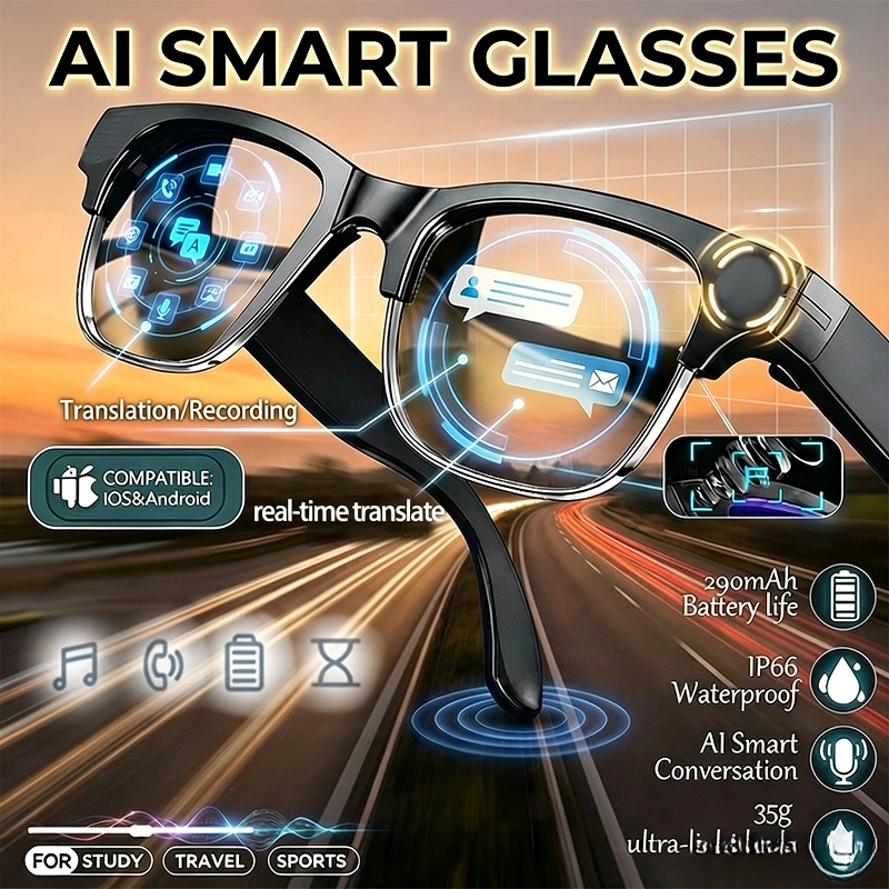 Smart Glasses AI Translation Bluetooth Conversation Recording Listening To Music Smart Sunglasses Men Women for Xiaomi Lenovo