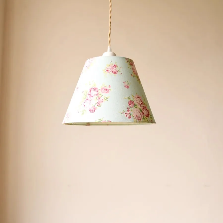

French Pastoral Fabric Chandeliers Girls Bedroom Bedside Lamp Simple Entrance Bar Aisle Decorative Lamp