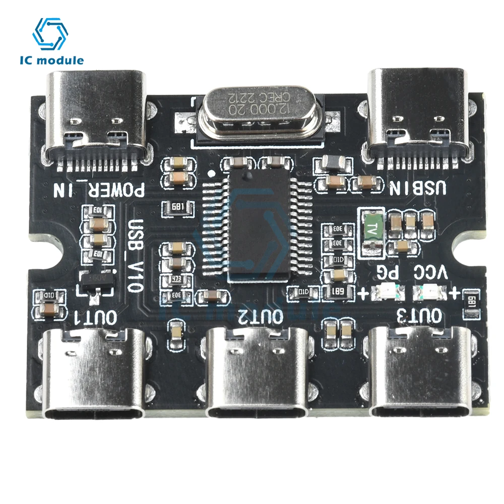 Type C USB Expansion Board Hub 1 In 3 Out Hub Usb Hud Expansion Module With Power Interface