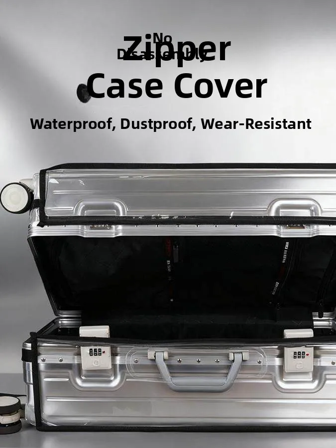 Thickened Waterproof PVC Luggage Cover Non-Removable Transparent Dustproof Zipper for Travel Suitcase Protective Sleeve