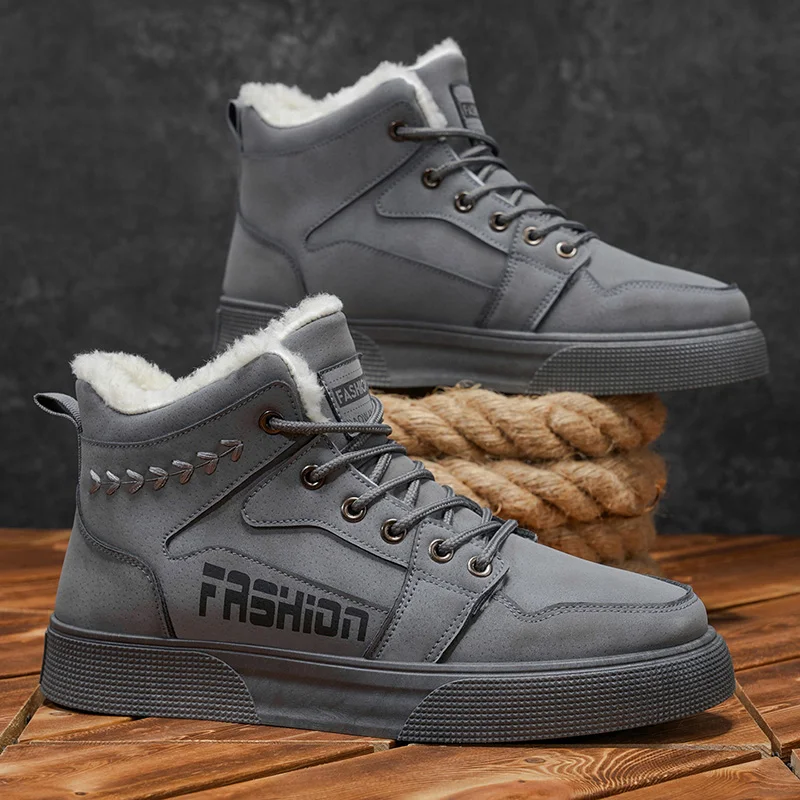 

Men's outdoor winter casual plus size high top shoes fashion comfort shoes slip-resistant wear-resistant thick soled cotton shoe