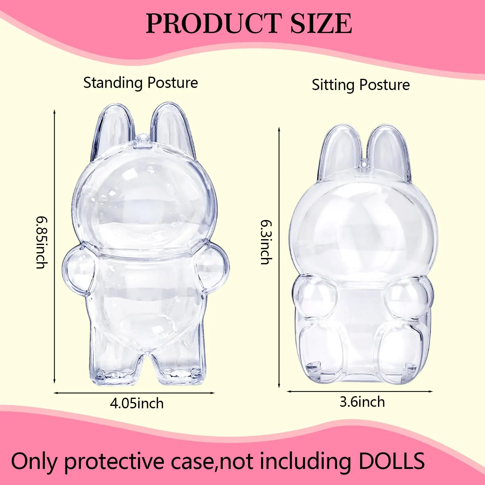 Custodia protettiva da 1-3 pezzi per bambola Labubu V1 V2 V3V4, vetrina in plastica acrilica per serie in piedi e sedili con portachiavi