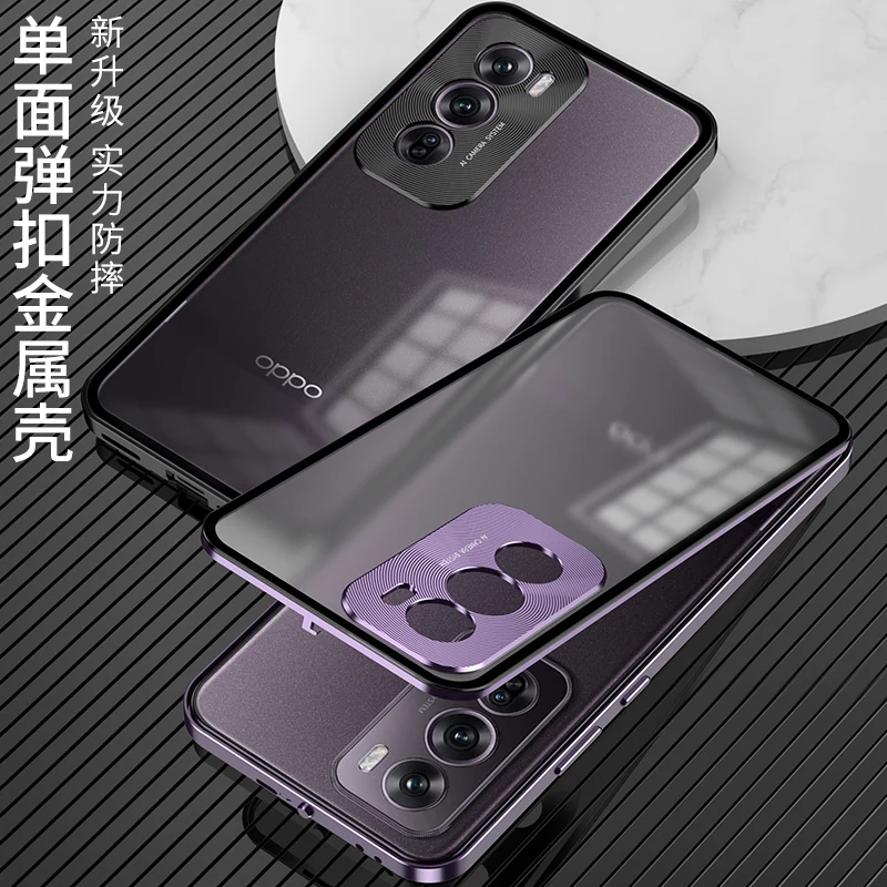 

For OPPO Reno 12 Pro 12F Case Metal Aluminium Alloy Frame Bumper Matte Acrylic Hard PC Detachable Shockproof Phone Back Cover