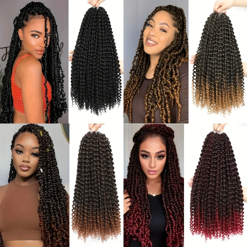 

6 упаковок вязаных крючком волос Passion Twist, богемные вьющиеся плетения волос для женщин, вязанные крючком косы, плетение волос из синтетического волокна