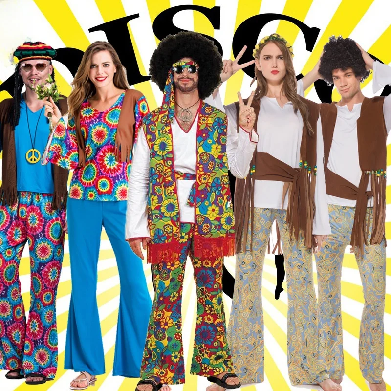 loween Hip Hop Performance Costume 7080s Retro Disco Hippie Cosplay Stage Performance Clothes Women's Ethnic Faion