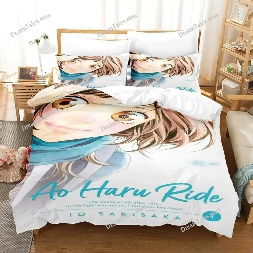 New Blue Spring Ride Bedding Set Single Twin Full Queen King Size Bed Set Adult Kid Bedroom Duvet Cover Sets Anime Bed Sheet Set