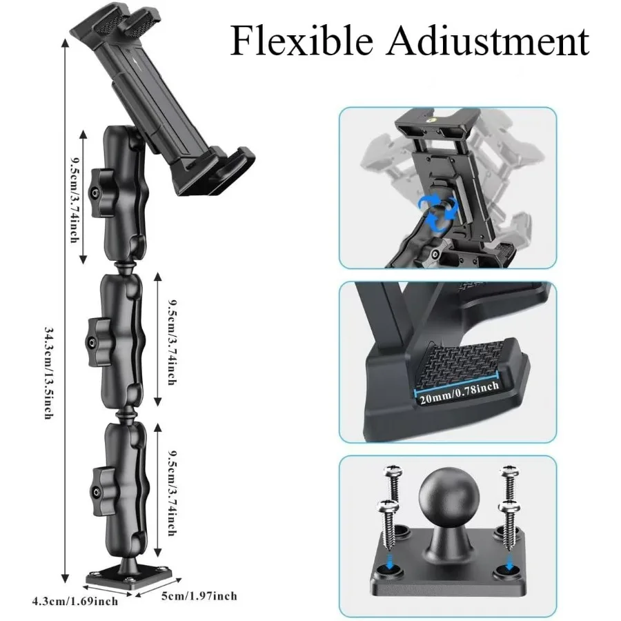 OHLPRO Supporto per tablet con base per trapano per carichi pesanti Supporto per iPad regolabile a 360° per cruscotto per camion Supporto a 3 fasi per iPad 513 Pro Air Mi