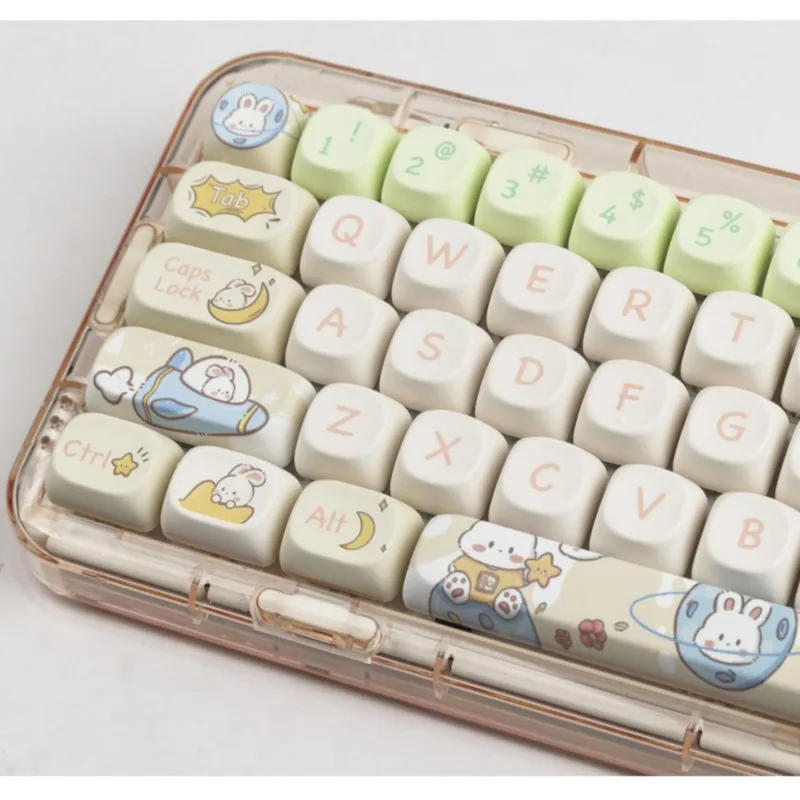 144 Keys Rabbit Cute Keycap MOA Profile PBT Dye Sublimation Kawaii  Keycap MX Switch Mechanical Keyboard Keycaps Personalizada