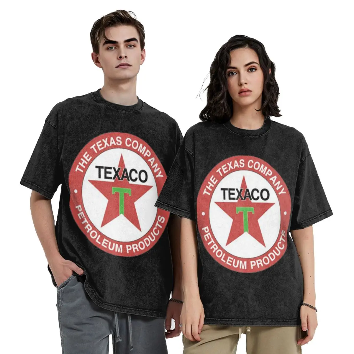 

Винтажные футболки с логотипом Texaco в стиле хип-хоп и короткими рукавами, потертые топы, футболки, уличная футболка, хлопковая футболка для мужчин и женщин