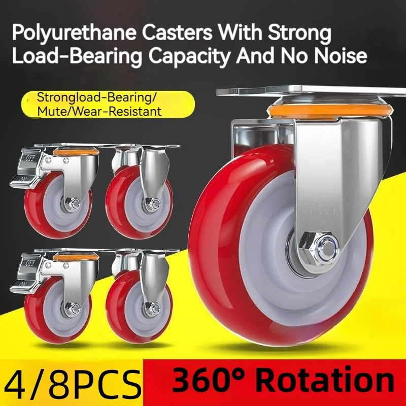 

4/8 Pieces Furniture Casters 1.5 Inch Soft Rubber High Load Bearing Swivel Caster Wheel Platform Trolley Accessories Furniture