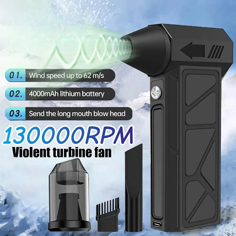 

130000 RPM Brushless Motor Electric Turbojet Fan High Speed ​​Turbine Violent Fan USB Rechargeable Powerful Dust Remover Outdoor