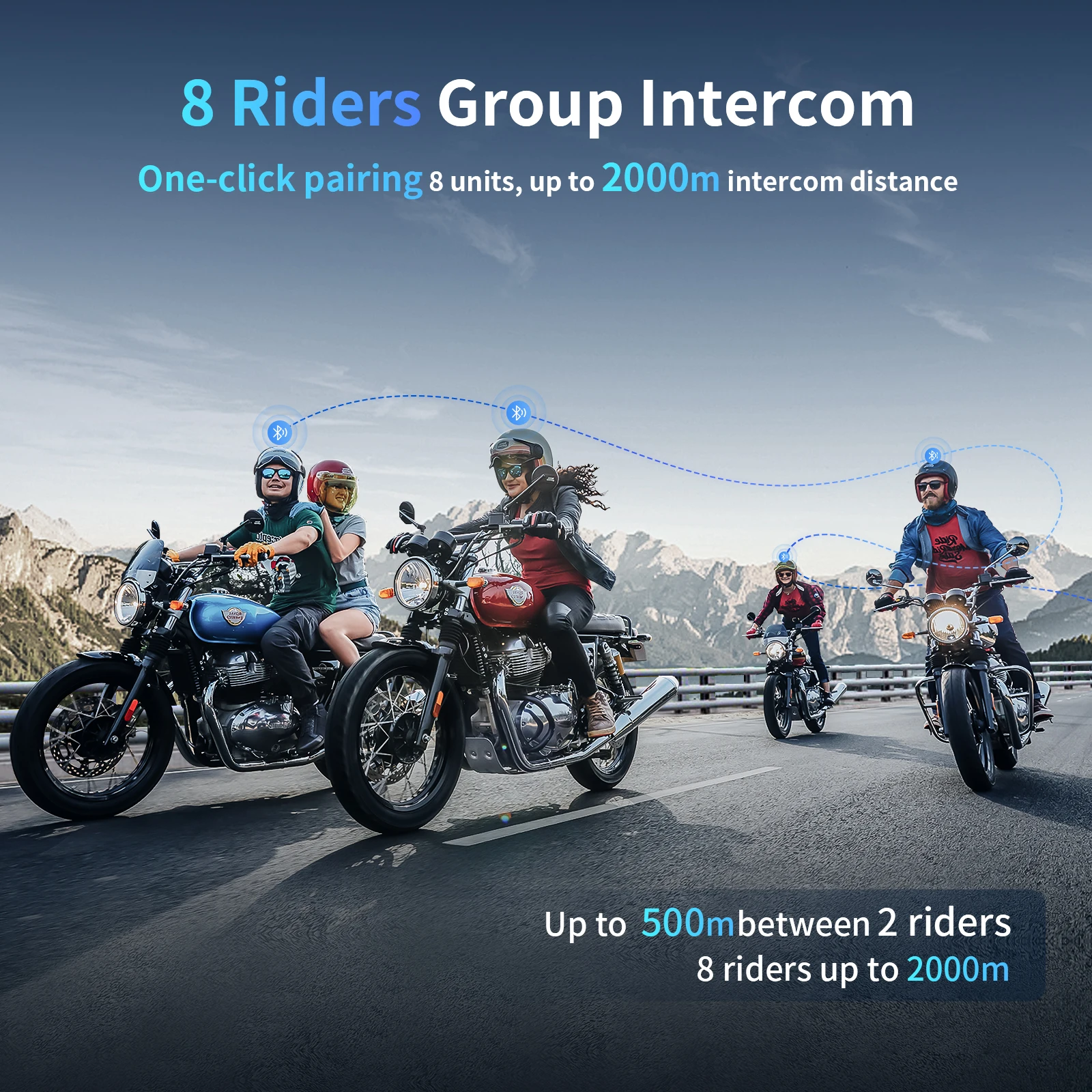 Fodsports M1-S Plus Motorcycle Intercom Bluetooth Helmet Headset 10 Riders Pairing Music Share Intercomunicador Moto Interphone