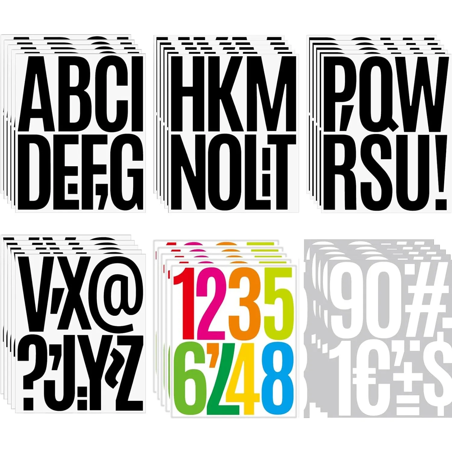 5 inch Big Letter Numbers Stickers 4 Sheets Vinyl Self Adhesive Stickers for Mailbox Homes Businesses Address Party Office Deco