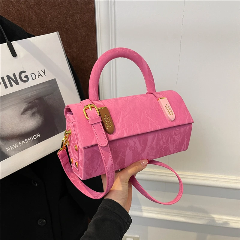 

Hasp Shoulder Bags PU Solid 2025 High Quality Square Bags for Women Satchels Sewing Thread Women's Handbags Bolsas Femininas