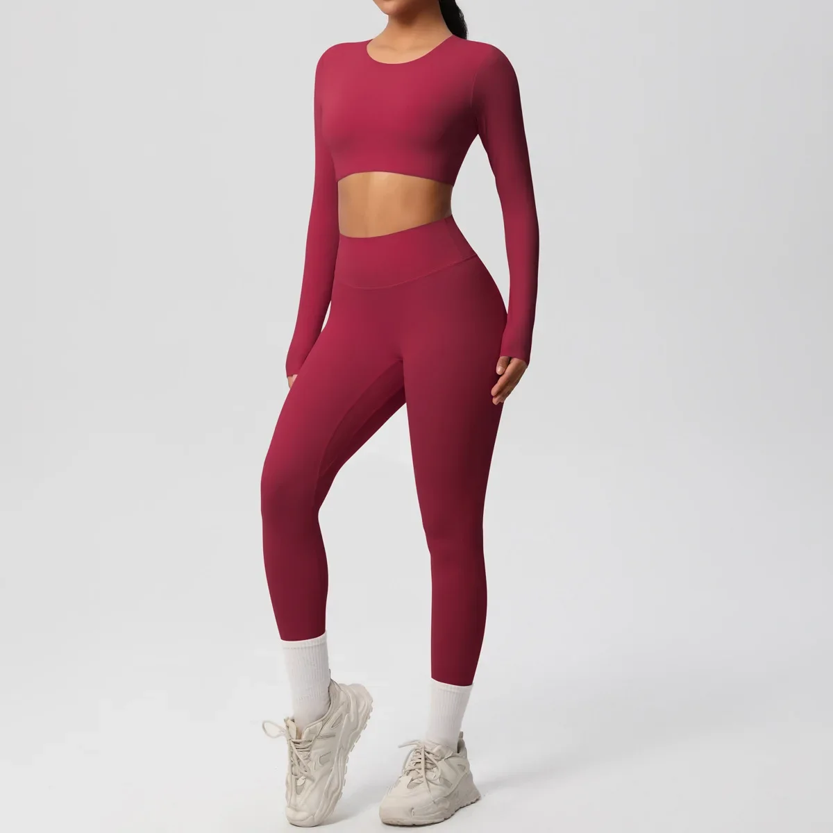 

Seamless Yoga Sets Sports Fitness Tight Hip-lifting Double sided brushed long sleeved with Chest Pads Yoga Suits for Women