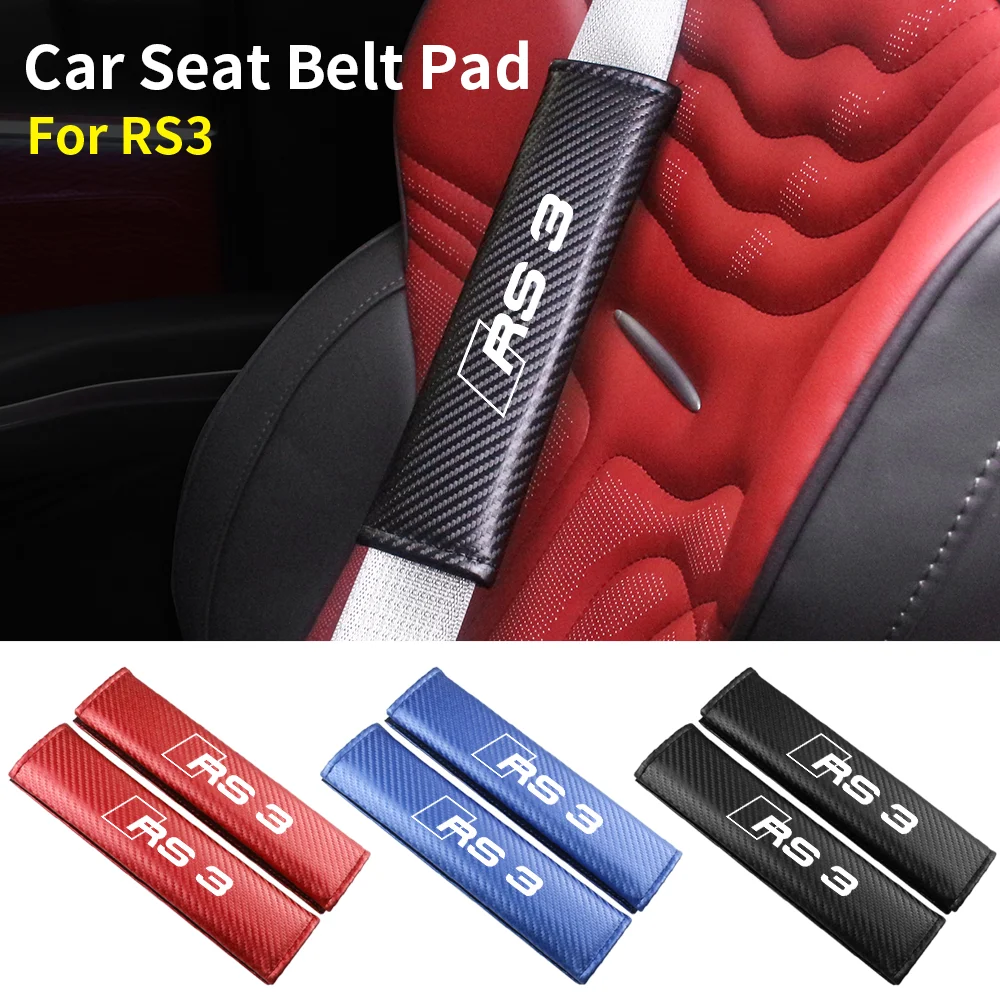 

Carbon Fiber Car Safety Belt Cover Adjustable Seat Belt Cover Shoulder Strap Covers Padding Pad For Audi RS3 Auto Accessories