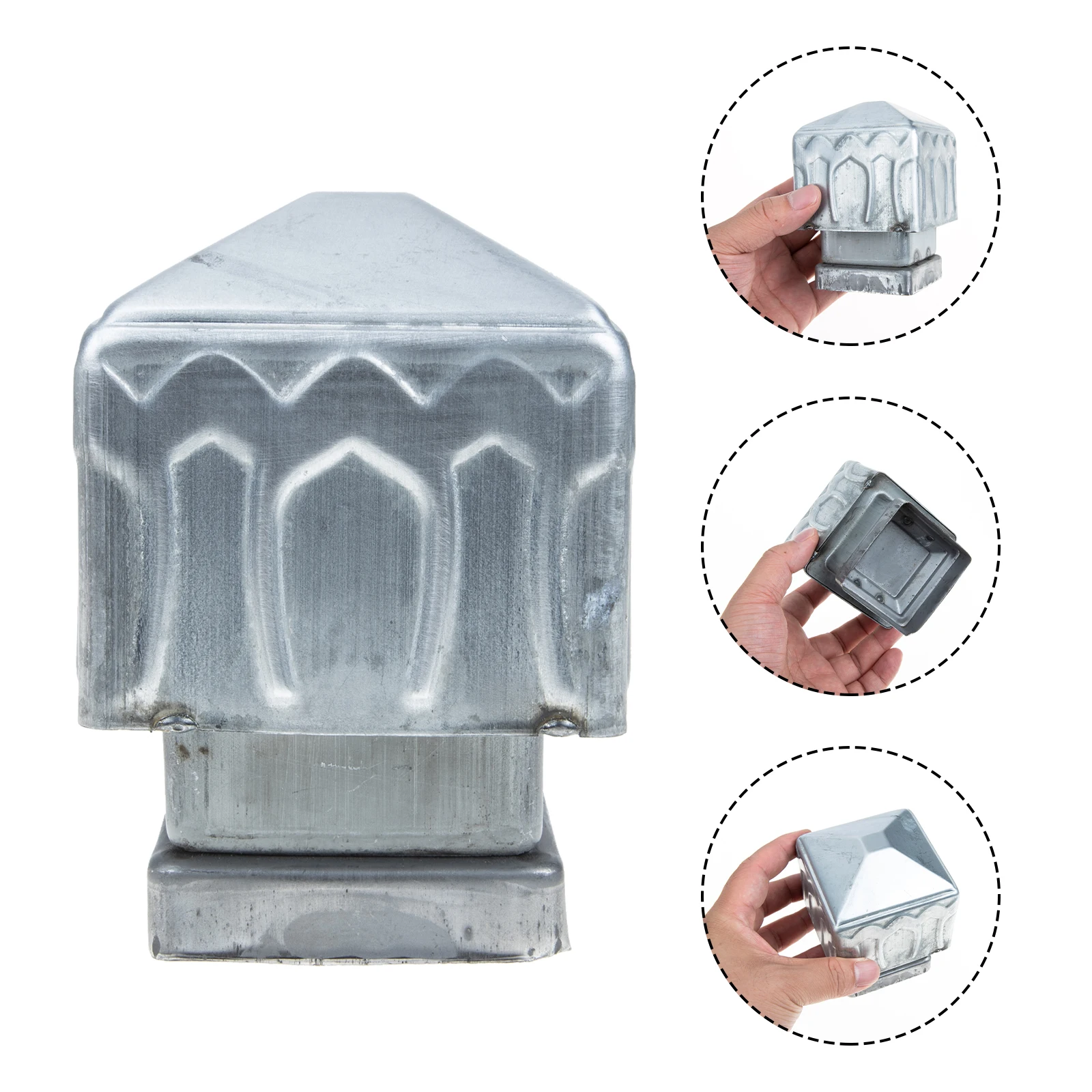 

Iron Fence Post Caps Sealing Cover Metal Post Caps Replacement Square Steel Fence Decorative Guardrail Cover Durable