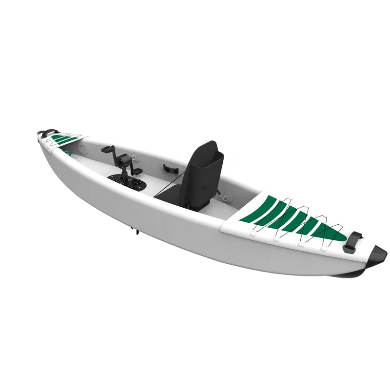 STLF420cm Foot Pedal Driven Fishing Drop Stitch air Canoe Rowing Boat Inflatable Kayak