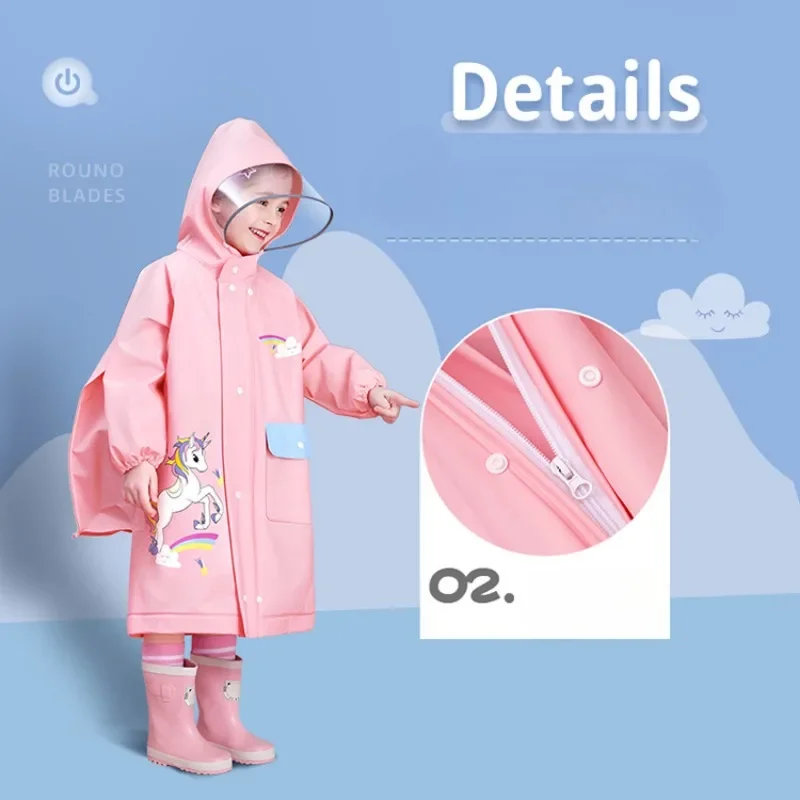 Cute Polyester Baby Raincoat Outdoor Waterproof Rain Coat Children Impermeable Poncho Boys Girls Rain Jacket