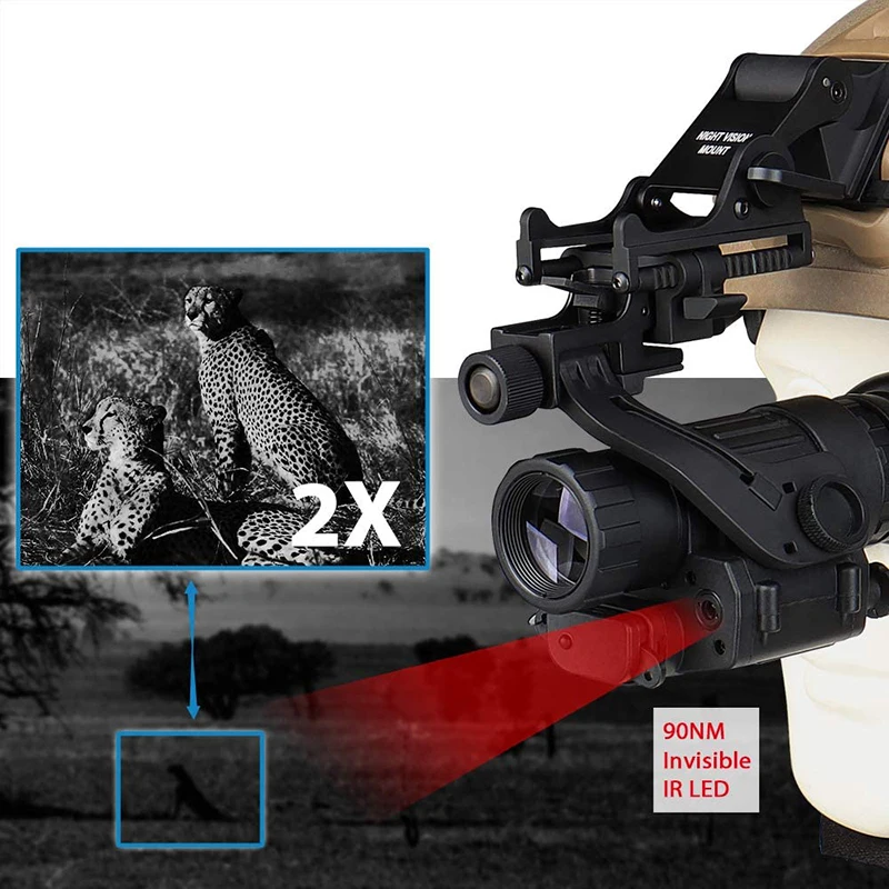 PVS-14 Infrared Head Mounted Night Vision 2X28 Monocular for Tacticle Helmet Built-in IR for Darkness Observed Patrol Hunting