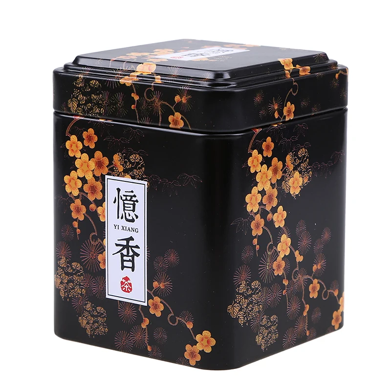 Square Portable Sealed Cans Tin Storage Box Tea Coffee Caddy Packaging Box Iron Canister Vintage Style Tinplate Empty Container