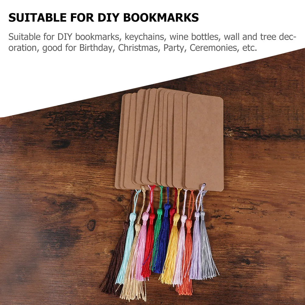 

30pcs Paper Blank Bookmarks Unpainted DIY Craft Kraft Tassel Tags for Gifts Students Writers Graduates Christmas Party