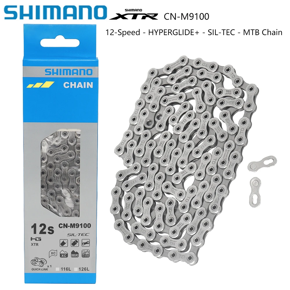 SHIMANO XTR CN M9100 Mountain Bicycle Chain 12 Speed 126 Links with Quick-link Road MTB Bike Original Bicycle Parts