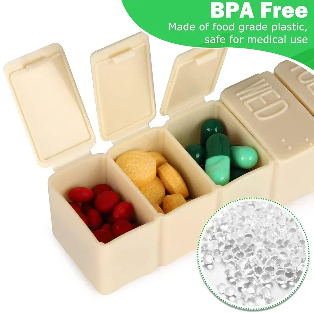 1/2/4PCS Weekly (7-Day) Pill Case, Vitamin Organizer Box, Convenient and Easy to Use, X-Large Compartments, Travel Friendly