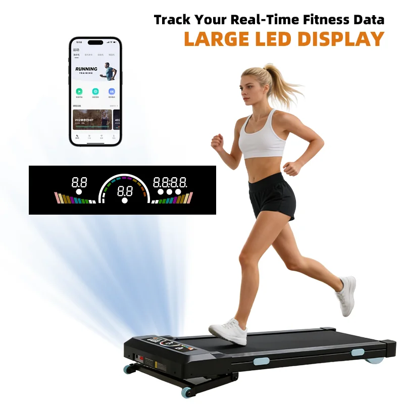 Walking Pad Treadmill 100kg Weight Limit 10% Incline 8km/h Speed Adjustable Portable Treadmill for Home Gym