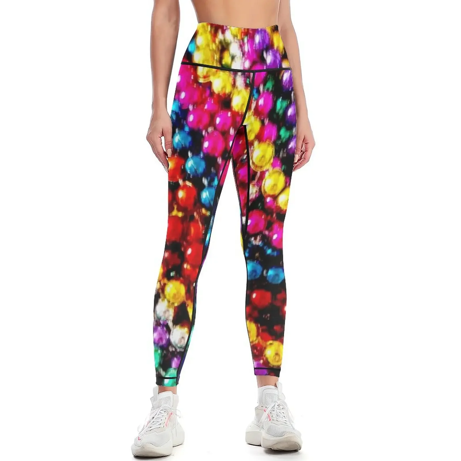 

MARDI GRAS BEADS ; Art Deco Print Leggings push up fitness Pants sport sportswear gym Womens Leggings