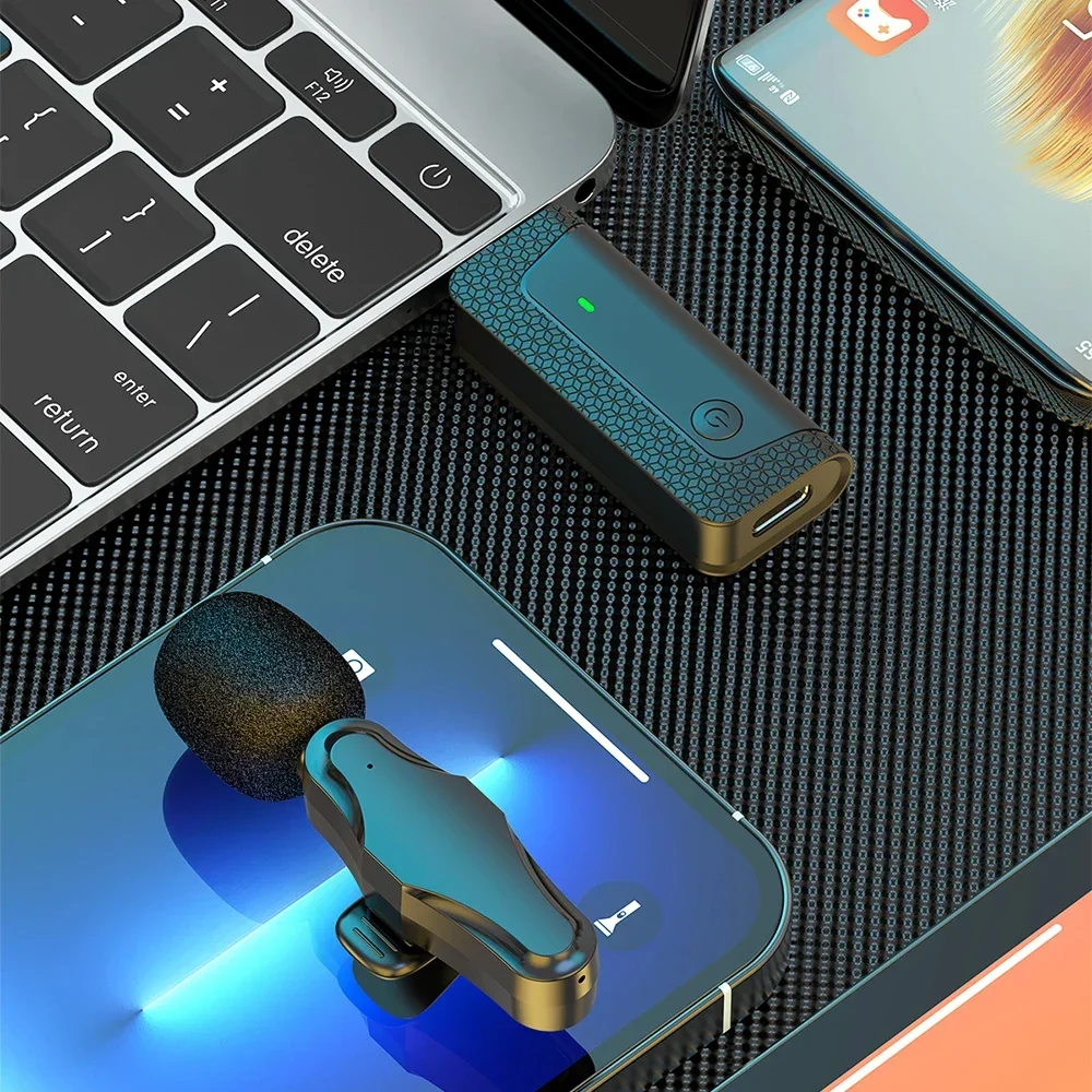 ميكروفون صغير لاسلكي Lavalier مزود بتقنية البلوتوث K35Pro لهاتف iPhone وأندرويد وبث مباشر وتسجيل الألعاب ومقابلة مدونة فيديو