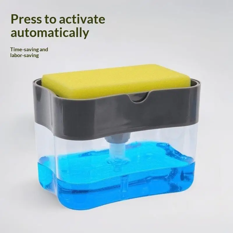 2 In 1 Household Kitchen Press Soap Liquid Box Easy Replenish Non-Slip Bottom Durable for Kitchen Countertop Use