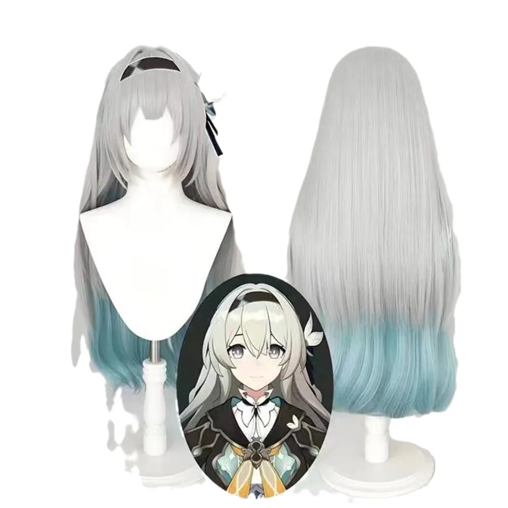 Bhāo Huài Xīng Qióng Tiě Dào Liú Yíng コスプレウィッグ、リアルな頭皮、シルバーグレーの混合色グラデーション