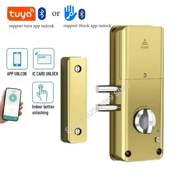 Invisible Door Lock Tuya Smart Wooden Door Lock APP IC Card Unlock Electronic Lock Indoor Hidden Burglar Door Locks Punch Free