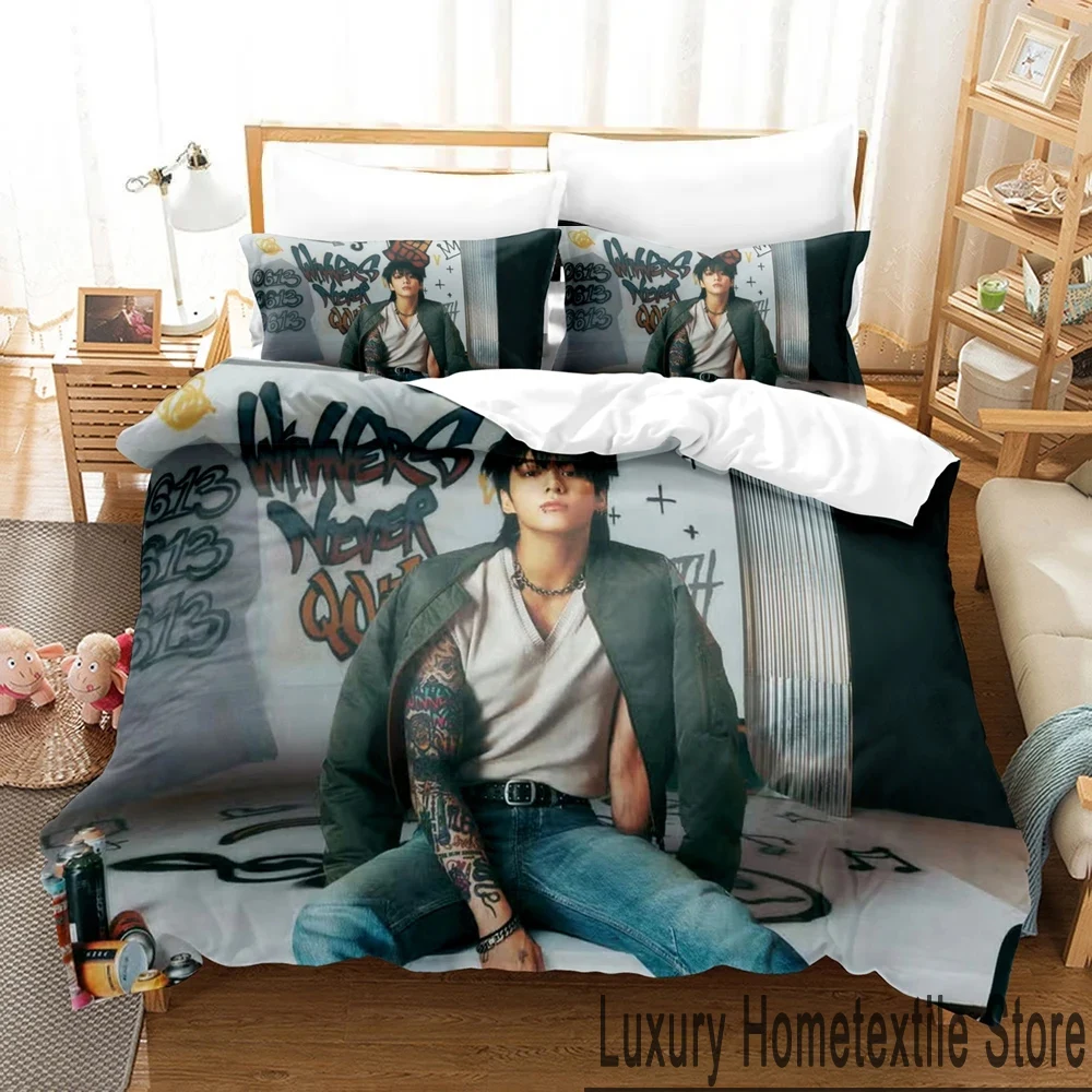 

3D Print Kpop Jeon Jung Kook Album Bedding Set Double Twin King Duvet Cover Comforter Pillowcase Boys Girls Adults Bedroom