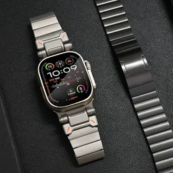 Titanium link bracelet for Apple Watch Ultra 49mm 45mm 46mm 44mm metal band For iWatch series 10 9 8 7 6 5 4 ultra 2 wrist strap