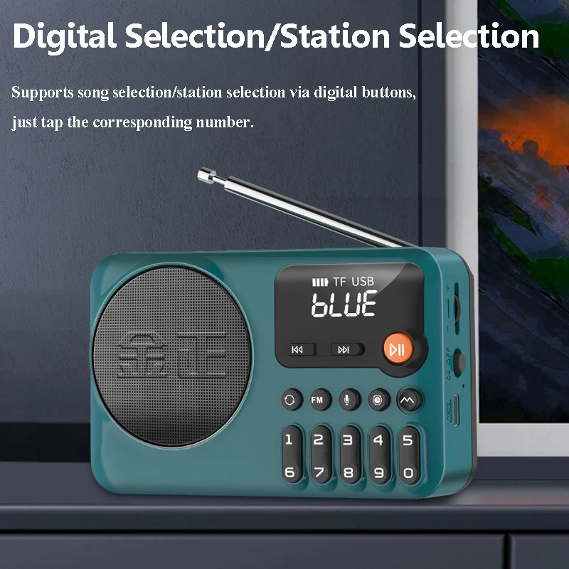 Tragbares digitales FM-Radio, HD-LED-Anzeige, Radios, kabelloser Bluetooth-Lautsprecher, zeitgesteuerte Abschaltung, Musik-Player, unterstützt Aufnahme von TF USB