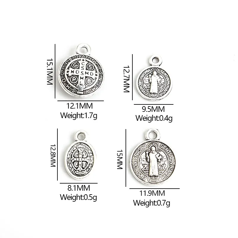 Saint Benedict Medallion Charms 10/20/30/40pcs Jesus Cross Catholic San Benito Pendants For DIY Religious Necklaces Bracelets