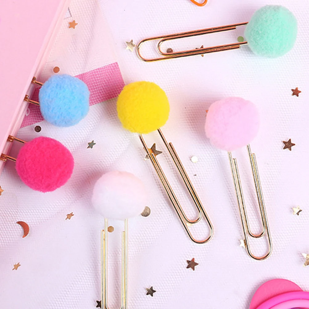 

Hair Ball Paper Clip Cute Clips Bookmarks Colorful Paperclips Planner for Kids Creative Girls
