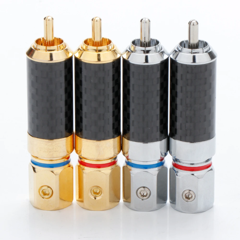 HIFI Carbon Fiber Shell RCA Stecker, Solder RCA Audio Jack, Lautsprecher Terminal, männlichen Solder Stecker, 4 Stück – Detail 7