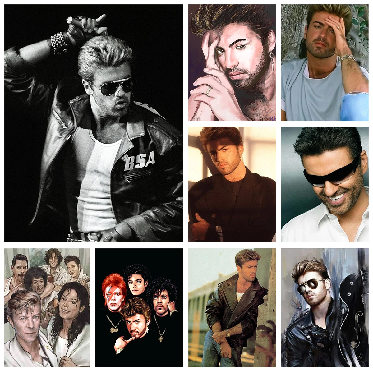 For George Michael Round Diamond Painting Kit Rock Singer 5D Diamond Embroidery Art Adult Gift Mosaic Oil Painting Room Decor