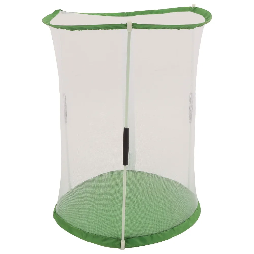 Transparent Mesh Butterfly Habitat Cage Collapsible Design Cylindrical Shape Mesh Enclosure Cage Zipper Closure White with Green