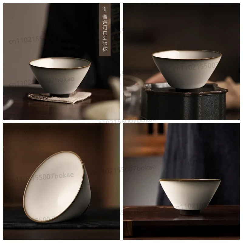 Imperial Kiln Round Capillary Hand-Pressing Cup Set of Ceramic Tea Ware for Individual Use